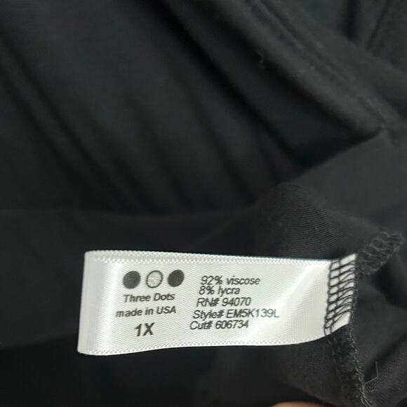 Three Dots Vintage Black Short Sleeve Wrap Dress Women's Plus Size 1X - Picture 8 of 9